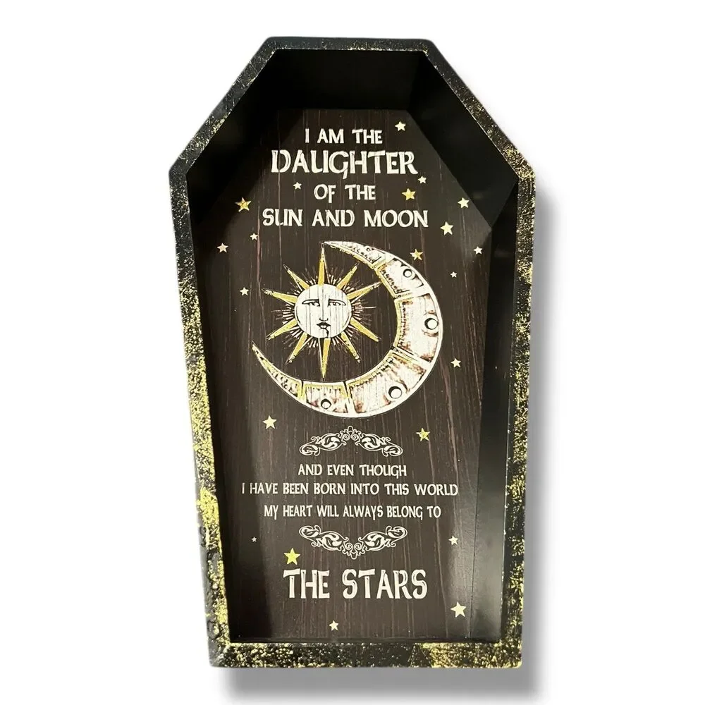 Ashland Enchanted Forest Coffin Shelf Sun Moon Stars Halloween Tabletop Décor - Picture 5 of 8